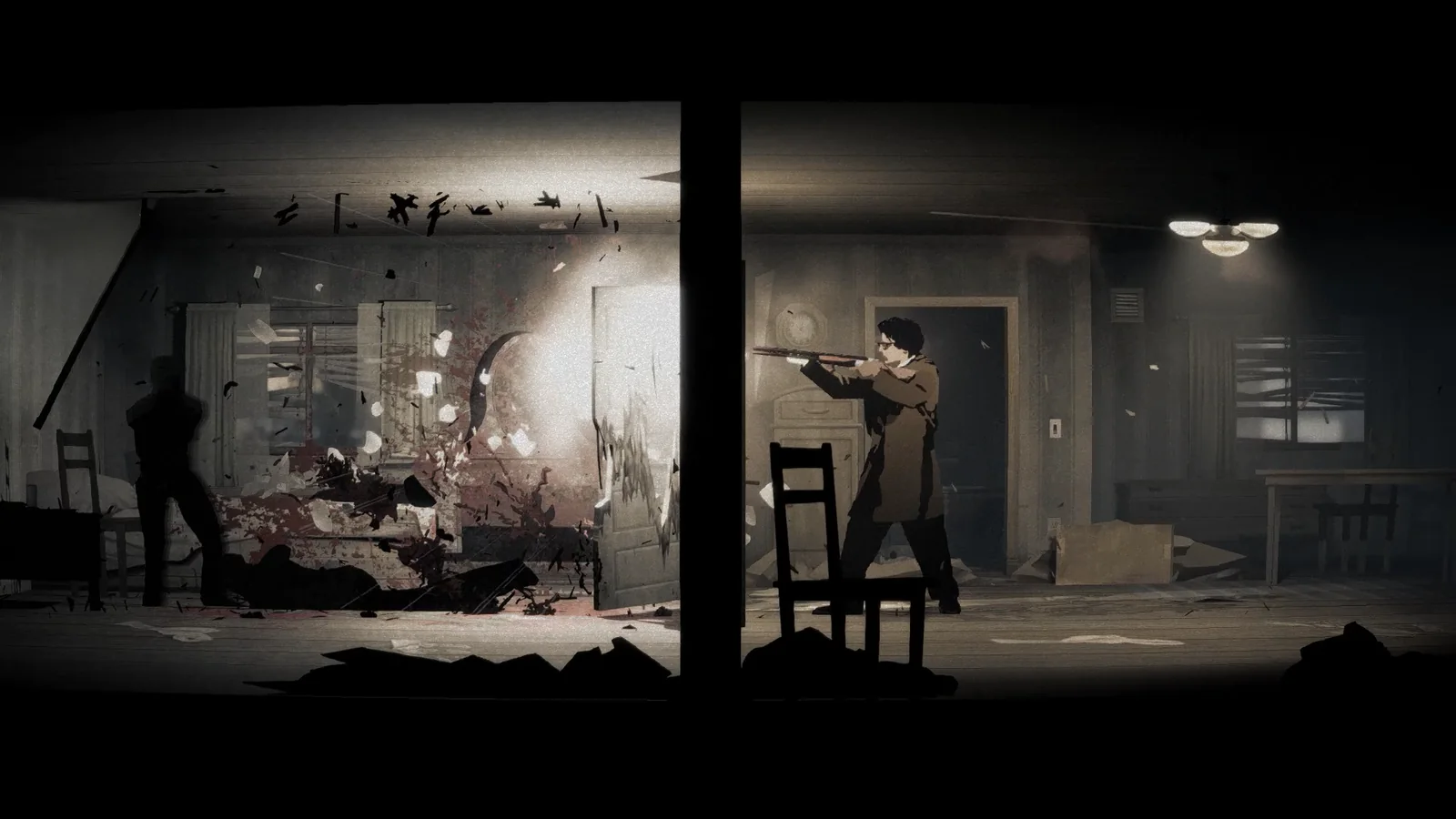 Red Walker confronts a bloodied room in Silver Pines.